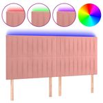 Casa si Gradina - Mobilier - Paturi si accesorii - Accesorii paturi - Tablie de pat cu LED, roz, 200x5x118/128 cm, catifea - Infinity.ro