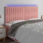 Casa si Gradina - Mobilier - Paturi si accesorii - Accesorii paturi - Tablie de pat cu LED, roz, 200x5x118/128 cm, catifea - Infinity.ro