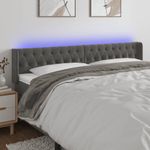 Casa si Gradina - Mobilier - Paturi si accesorii - Accesorii paturi - Tablie de pat cu LED, gri inchis, 203x16x78/88 cm, catifea - Infinity.ro