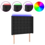 Casa si Gradina - Mobilier - Paturi si accesorii - Accesorii paturi - Tablie de pat cu LED, negru, 93x16x118/128 cm, piele ecologica - Infinity.ro
