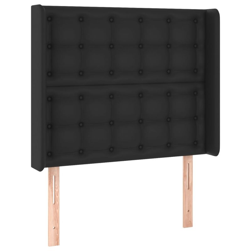 Casa si Gradina - Mobilier - Paturi si accesorii - Accesorii paturi - Tablie de pat cu LED, negru, 93x16x118/128 cm, piele ecologica - Infinity.ro