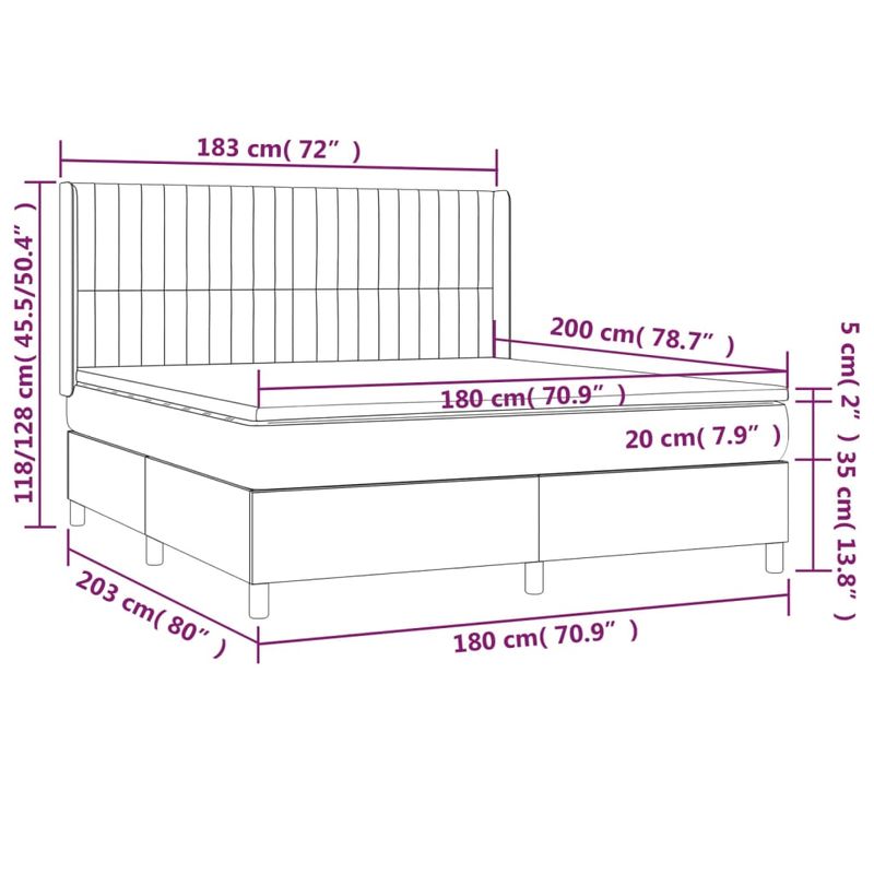 Casa si Gradina - Mobilier - Paturi si accesorii - Paturi - Pat box spring cu saltea, gri inchis, 180x200 cm, textil - Infinity.ro