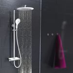Casa si Gradina - Sanitare - Cazi si cabine de dus - Accesorii cada - EISL Set dus deasupra capului/mixer termostatic „GRANDE VITA” alb crom - Infinity.ro