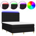 Casa si Gradina - Mobilier - Paturi si accesorii - Paturi - Pat cu arcuri, saltea si LED, negru, 140x190 cm, textil - Infinity.ro