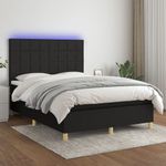Casa si Gradina - Mobilier - Paturi si accesorii - Paturi - Pat cu arcuri, saltea si LED, negru, 140x190 cm, textil - Infinity.ro