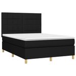 Casa si Gradina - Mobilier - Paturi si accesorii - Paturi - Pat cu arcuri, saltea si LED, negru, 140x190 cm, textil - Infinity.ro