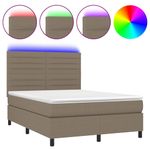Casa si Gradina - Mobilier - Paturi si accesorii - Paturi - Pat cu arcuri, saltea si LED, gri taupe, 140x190 cm, textil - Infinity.ro