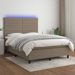 Casa si Gradina - Mobilier - Paturi si accesorii - Paturi - Pat cu arcuri, saltea si LED, gri taupe, 140x190 cm, textil - Infinity.ro