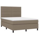 Casa si Gradina - Mobilier - Paturi si accesorii - Paturi - Pat cu arcuri, saltea si LED, gri taupe, 140x190 cm, textil - Infinity.ro