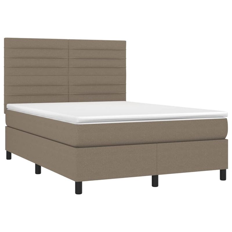 Casa si Gradina - Mobilier - Paturi si accesorii - Paturi - Pat cu arcuri, saltea si LED, gri taupe, 140x190 cm, textil - Infinity.ro
