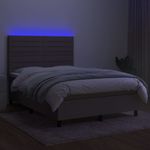 Casa si Gradina - Mobilier - Paturi si accesorii - Paturi - Pat cu arcuri, saltea si LED, gri taupe, 140x190 cm, textil - Infinity.ro