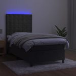 Casa si Gradina - Mobilier - Paturi si accesorii - Paturi - Pat cu arcuri, saltea si LED, gri inchis, 100x200 cm, catifea - Infinity.ro
