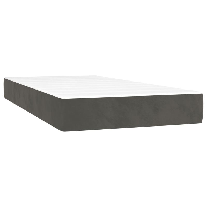 Casa si Gradina - Mobilier - Paturi si accesorii - Paturi - Pat cu arcuri, saltea si LED, gri inchis, 100x200 cm, catifea - Infinity.ro