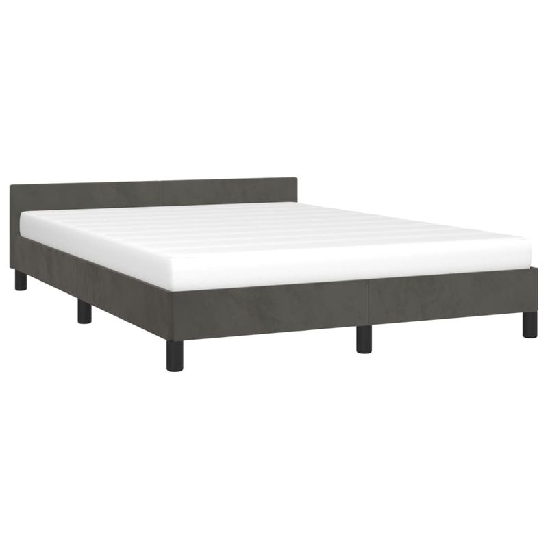 Casa si Gradina - Mobilier - Paturi si accesorii - Paturi - Cadru de pat cu tablie, gri inchis, 140x190 cm, catifea - Infinity.ro