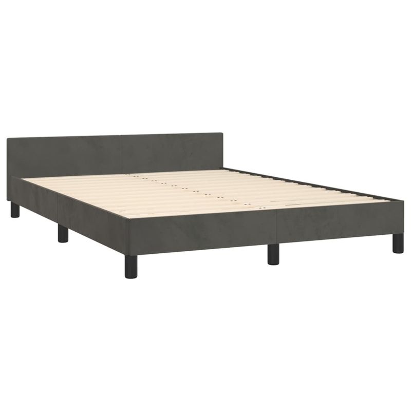 Casa si Gradina - Mobilier - Paturi si accesorii - Paturi - Cadru de pat cu tablie, gri inchis, 140x190 cm, catifea - Infinity.ro