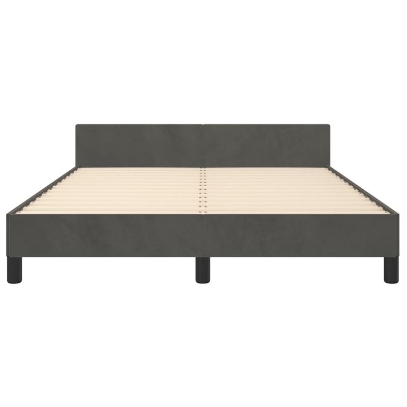 Casa si Gradina - Mobilier - Paturi si accesorii - Paturi - Cadru de pat cu tablie, gri inchis, 140x190 cm, catifea - Infinity.ro