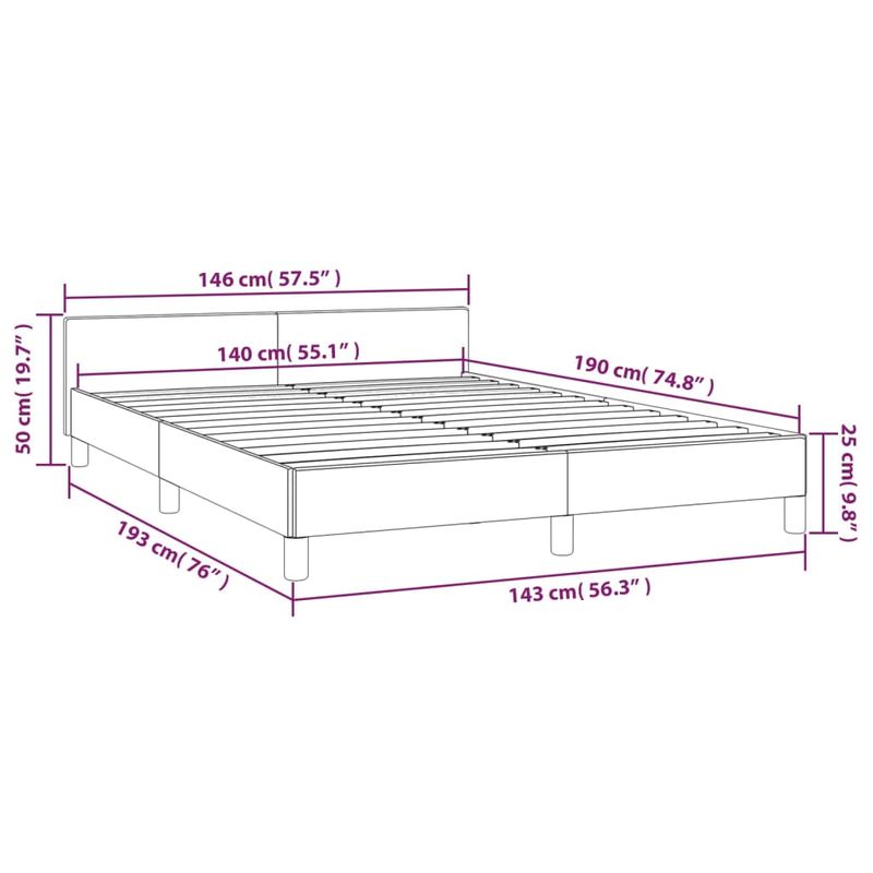 Casa si Gradina - Mobilier - Paturi si accesorii - Paturi - Cadru de pat cu tablie, gri inchis, 140x190 cm, catifea - Infinity.ro