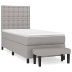 Casa si Gradina - Mobilier - Paturi si accesorii - Paturi - Pat box spring cu saltea, gri deschis, 90x200 cm, textil - Infinity.ro