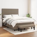 Casa si Gradina - Mobilier - Paturi si accesorii - Paturi - Pat box spring cu saltea, gri taupe, 140x200 cm, textil - Infinity.ro