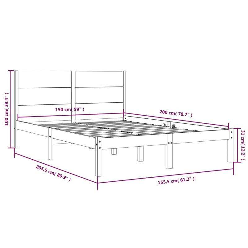 Casa si Gradina - Mobilier - Paturi si accesorii - Paturi - Cadru de pat King Size, 150x200 cm, lemn masiv - Infinity.ro