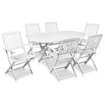Casa si Gradina - Gradina si terasa - Mobilier exterior - Seturi mobila gradina - Set mobilier de exterior, 7 piese, alb, lemn masiv de acacia - Infinity.ro