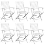 Casa si Gradina - Gradina si terasa - Mobilier exterior - Seturi mobila gradina - Set mobilier de exterior, 7 piese, alb, lemn masiv de acacia - Infinity.ro