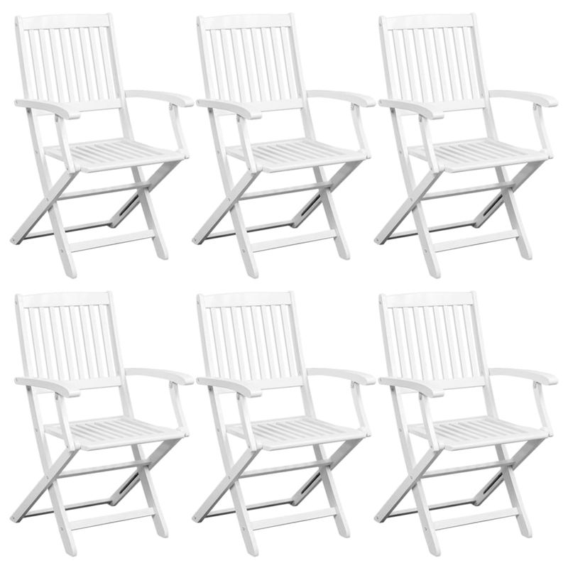 Casa si Gradina - Gradina si terasa - Mobilier exterior - Seturi mobila gradina - Set mobilier de exterior, 7 piese, alb, lemn masiv de acacia - Infinity.ro