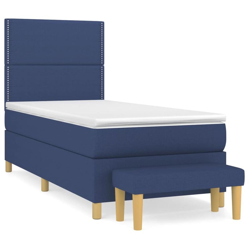 Casa si Gradina - Mobilier - Paturi si accesorii - Paturi - Pat box spring cu saltea, albastru, 90x190 cm, textil - Infinity.ro