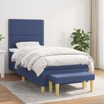 Casa si Gradina - Mobilier - Paturi si accesorii - Paturi - Pat box spring cu saltea, albastru, 90x190 cm, textil - Infinity.ro