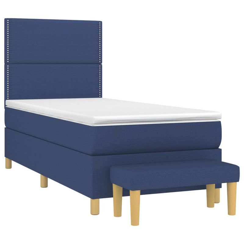 Casa si Gradina - Mobilier - Paturi si accesorii - Paturi - Pat box spring cu saltea, albastru, 90x190 cm, textil - Infinity.ro