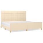 Casa si Gradina - Mobilier - Paturi si accesorii - Paturi - Cadru de pat cu tablie, crem, 200x200 cm, textil - Infinity.ro