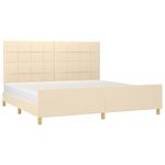 Casa si Gradina - Mobilier - Paturi si accesorii - Paturi - Cadru de pat cu tablie, crem, 200x200 cm, textil - Infinity.ro