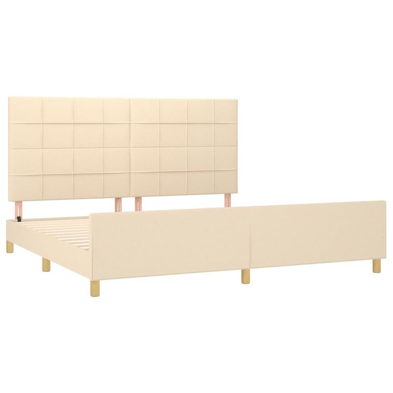Casa si Gradina - Mobilier - Paturi si accesorii - Paturi - Cadru de pat cu tablie, crem, 200x200 cm, textil - Infinity.ro