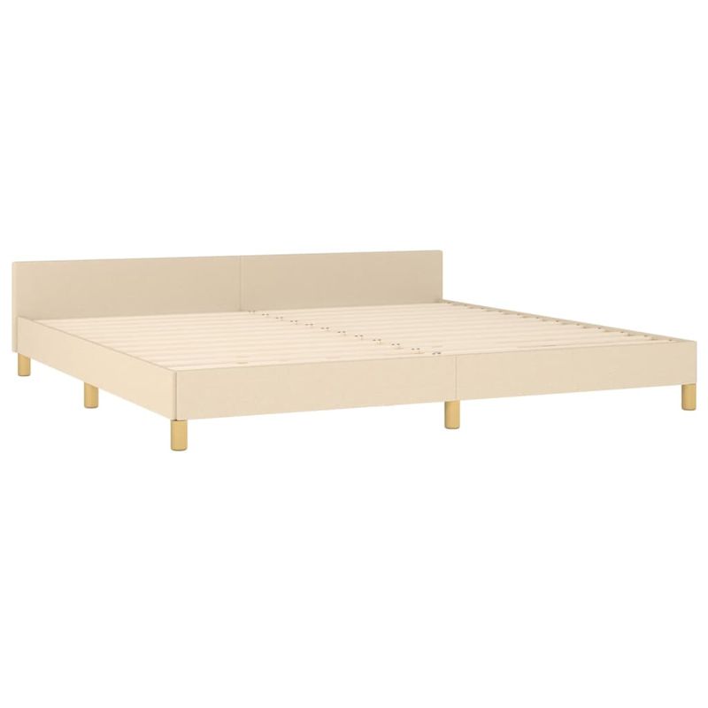 Casa si Gradina - Mobilier - Paturi si accesorii - Paturi - Cadru de pat cu tablie, crem, 200x200 cm, textil - Infinity.ro