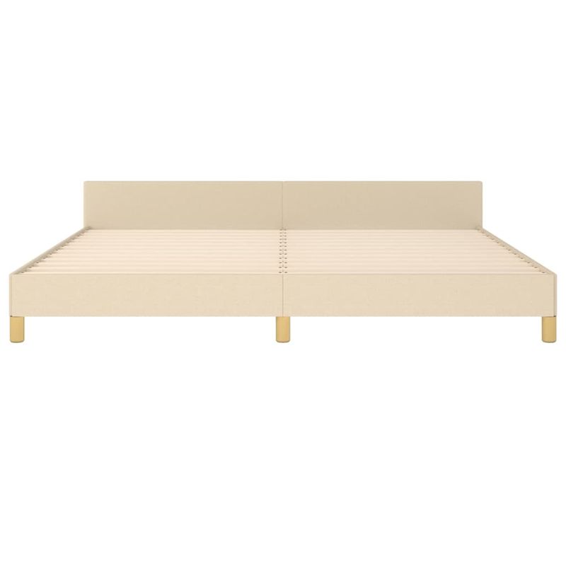 Casa si Gradina - Mobilier - Paturi si accesorii - Paturi - Cadru de pat cu tablie, crem, 200x200 cm, textil - Infinity.ro