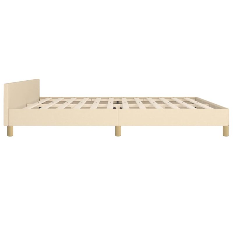 Casa si Gradina - Mobilier - Paturi si accesorii - Paturi - Cadru de pat cu tablie, crem, 200x200 cm, textil - Infinity.ro