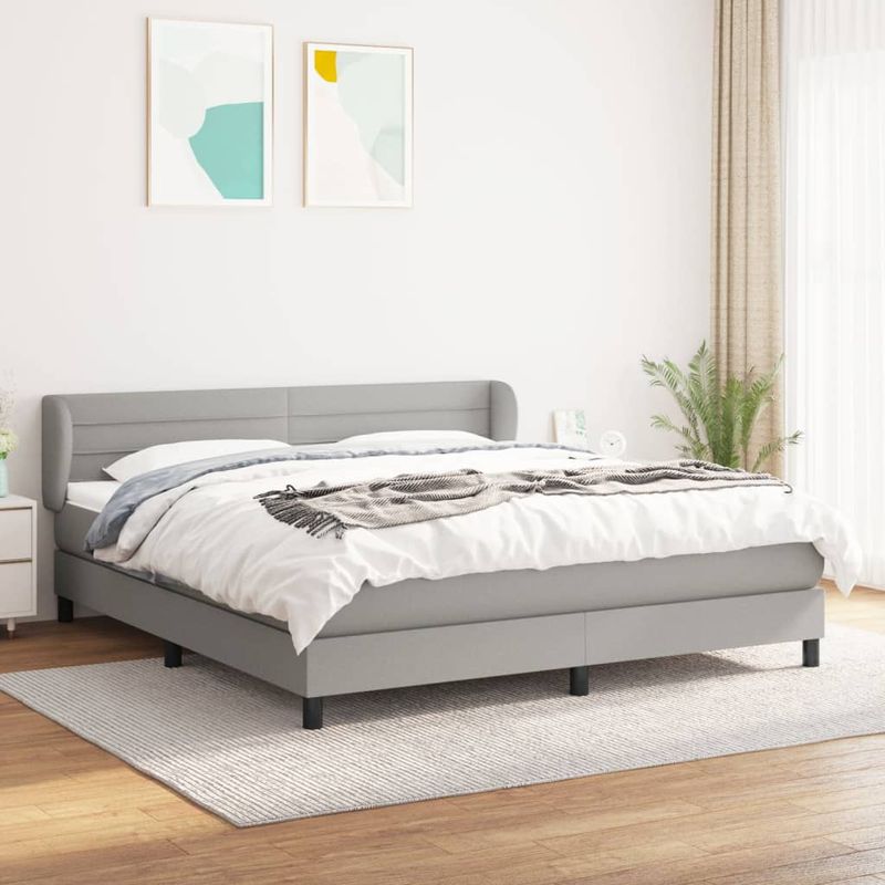 Casa si Gradina - Mobilier - Paturi si accesorii - Paturi - Pat continental, gri deschis, 180x200 cm, material textil - Infinity.ro