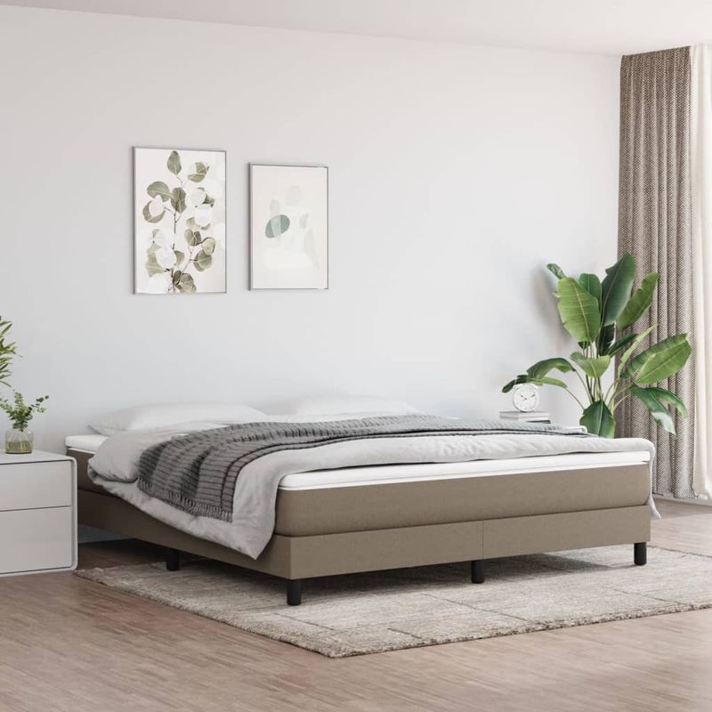 Casa si Gradina - Mobilier - Paturi si accesorii - Paturi - Cadru de pat box spring, gri taupe, 160x200 cm, textil, înălțime 25 cm - Infinity.ro