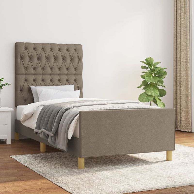 Casa si Gradina - Mobilier - Paturi si accesorii - Paturi - Cadru de pat cu tablie, gri taupe, 90x200 cm, textil - Infinity.ro