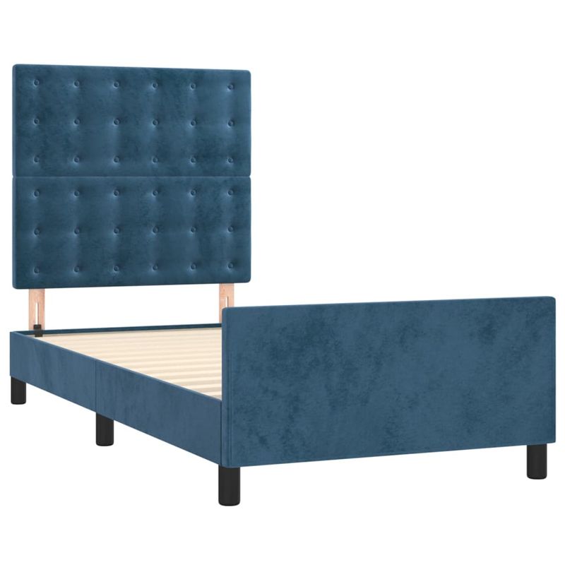 Casa si Gradina - Mobilier - Paturi si accesorii - Paturi - Cadru de pat cu tablie, albastru inchis, 80x200 cm, catifea - Infinity.ro