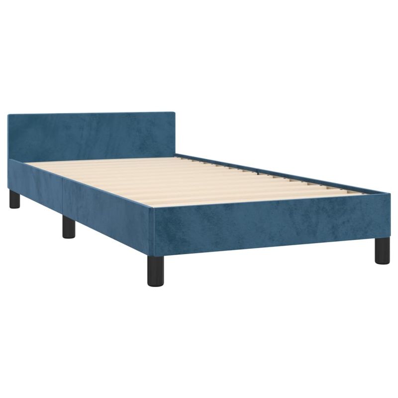 Casa si Gradina - Mobilier - Paturi si accesorii - Paturi - Cadru de pat cu tablie, albastru inchis, 80x200 cm, catifea - Infinity.ro