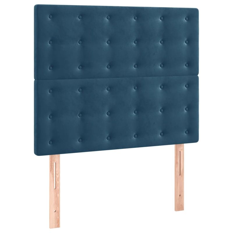 Casa si Gradina - Mobilier - Paturi si accesorii - Paturi - Cadru de pat cu tablie, albastru inchis, 80x200 cm, catifea - Infinity.ro