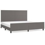 Casa si Gradina - Mobilier - Paturi si accesorii - Paturi - Cadru de pat cu tablie, gri, 200x200 cm, piele ecologica - Infinity.ro
