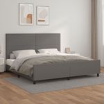 Casa si Gradina - Mobilier - Paturi si accesorii - Paturi - Cadru de pat cu tablie, gri, 200x200 cm, piele ecologica - Infinity.ro