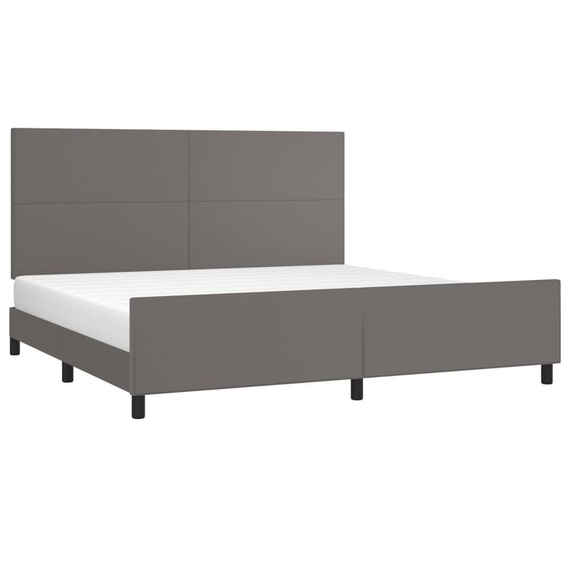 Casa si Gradina - Mobilier - Paturi si accesorii - Paturi - Cadru de pat cu tablie, gri, 200x200 cm, piele ecologica - Infinity.ro
