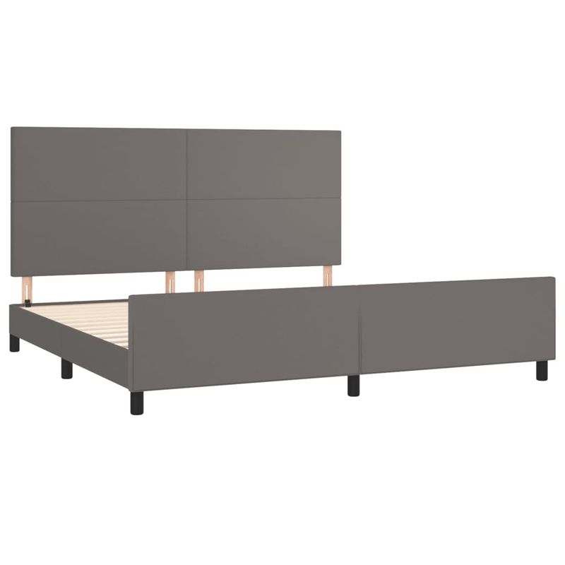 Casa si Gradina - Mobilier - Paturi si accesorii - Paturi - Cadru de pat cu tablie, gri, 200x200 cm, piele ecologica - Infinity.ro