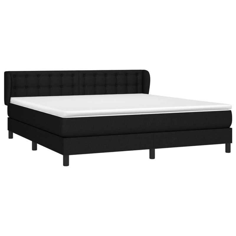 Casa si Gradina - Mobilier - Paturi si accesorii - Paturi - Pat box spring cu saltea, negru, 160x200 cm, textil - Infinity.ro
