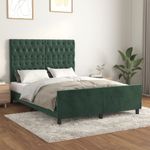 Casa si Gradina - Mobilier - Paturi si accesorii - Paturi - Cadru de pat cu tablie, verde inchis, 140x200 cm, catifea - Infinity.ro