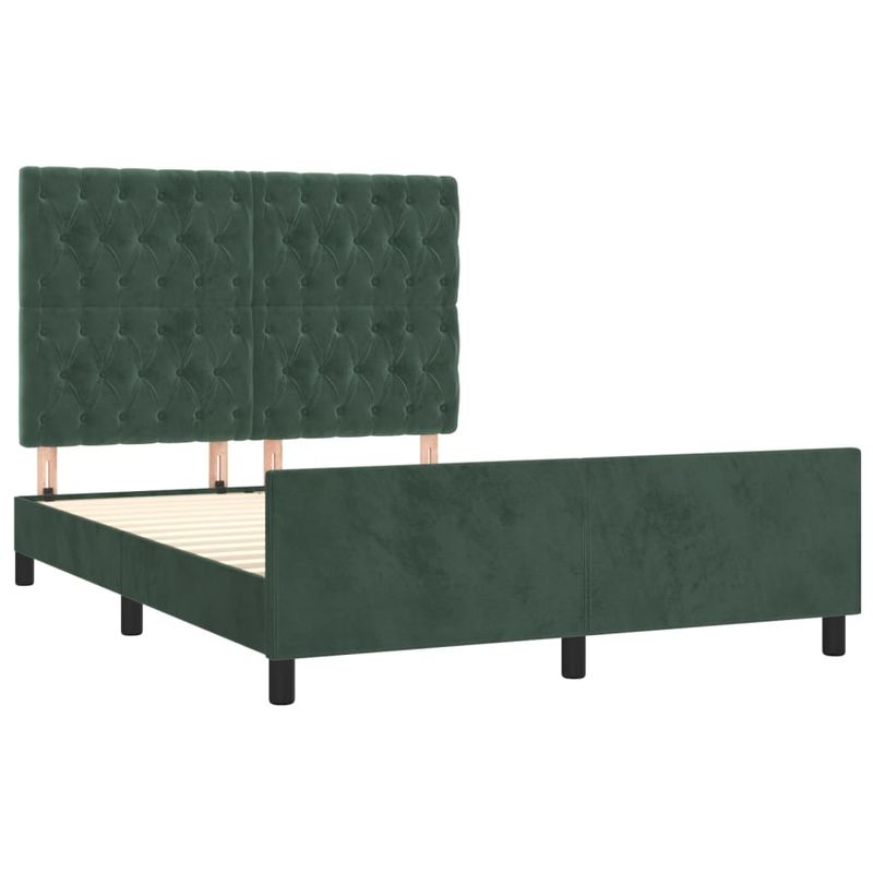 Casa si Gradina - Mobilier - Paturi si accesorii - Paturi - Cadru de pat cu tablie, verde inchis, 140x200 cm, catifea - Infinity.ro