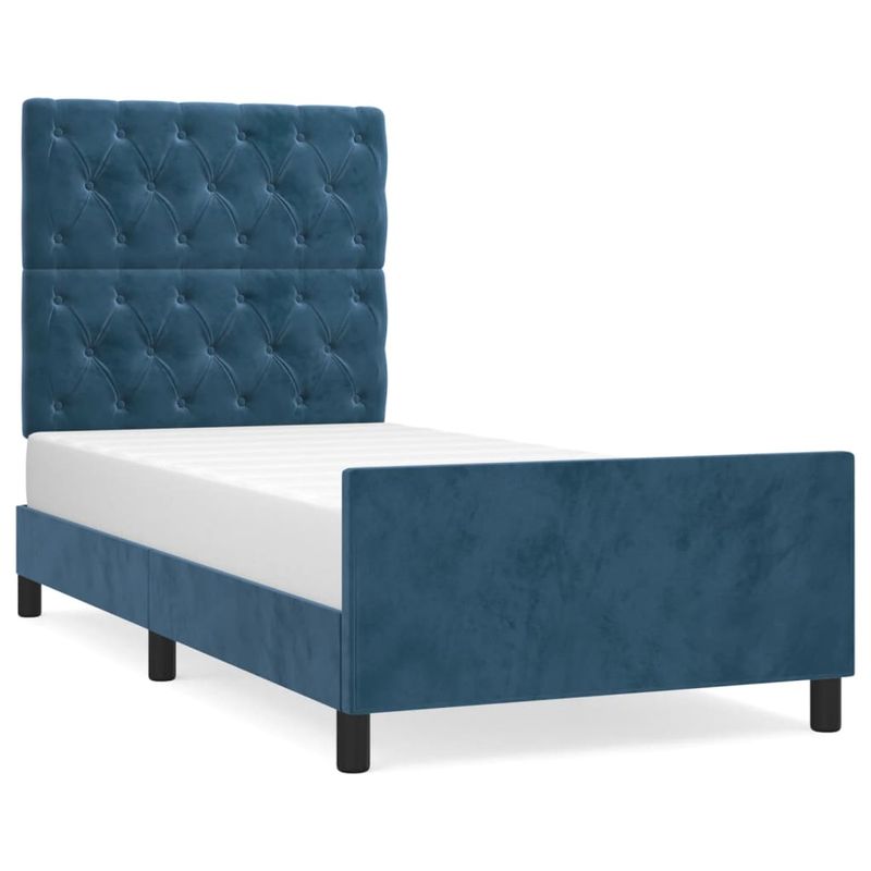 Casa si Gradina - Mobilier - Paturi si accesorii - Paturi - Cadru de pat cu tablie, albastru inchis, 80x200 cm, catifea - Infinity.ro